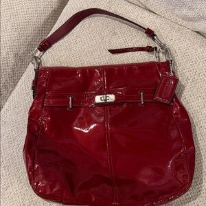 Coach Red Patent Leather Shoulder Bag